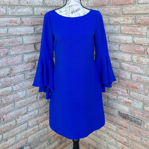 Eliza J Shift Dress with Bell Sleeves Royal Blue 4 NEW NWT